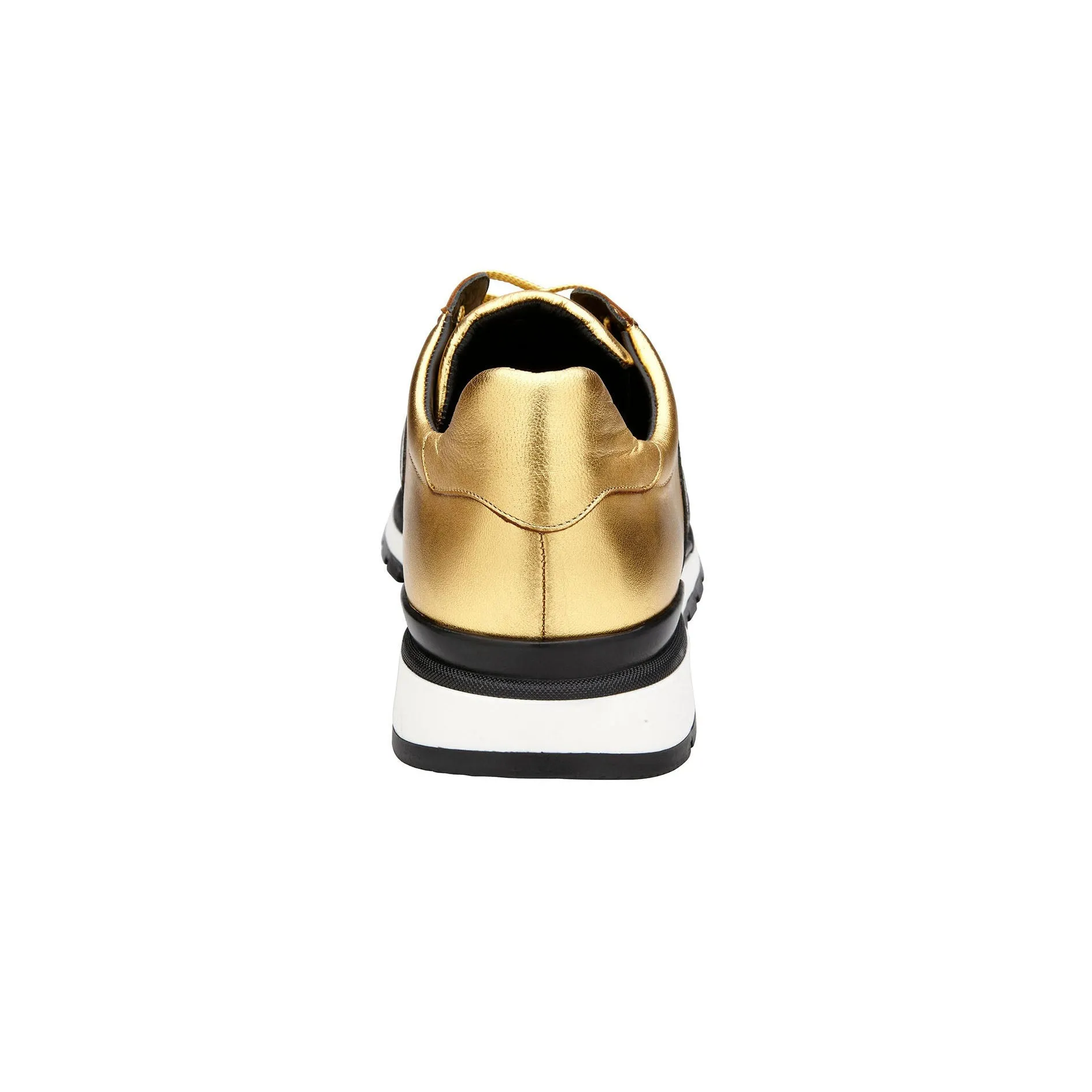 Belvedere Blake in Black / Gold Color Block Exotic Skin Sneakers