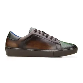Belvedere Stone in Chocolate Brown / Forest Ostrich & Italian Leather Sneakers