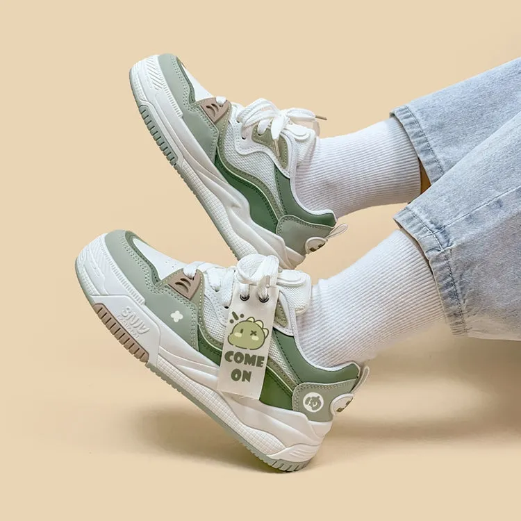 Cute Korean Cartoon Dinosaur Print Sneakers