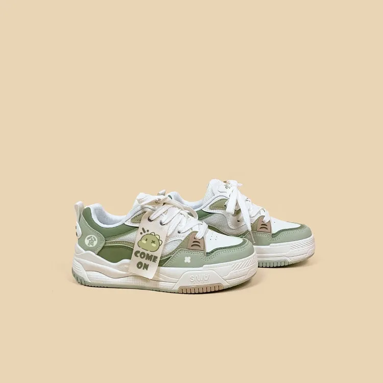 Cute Korean Cartoon Dinosaur Print Sneakers