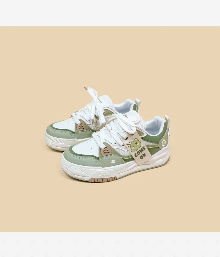 Cute Korean Cartoon Dinosaur Print Sneakers