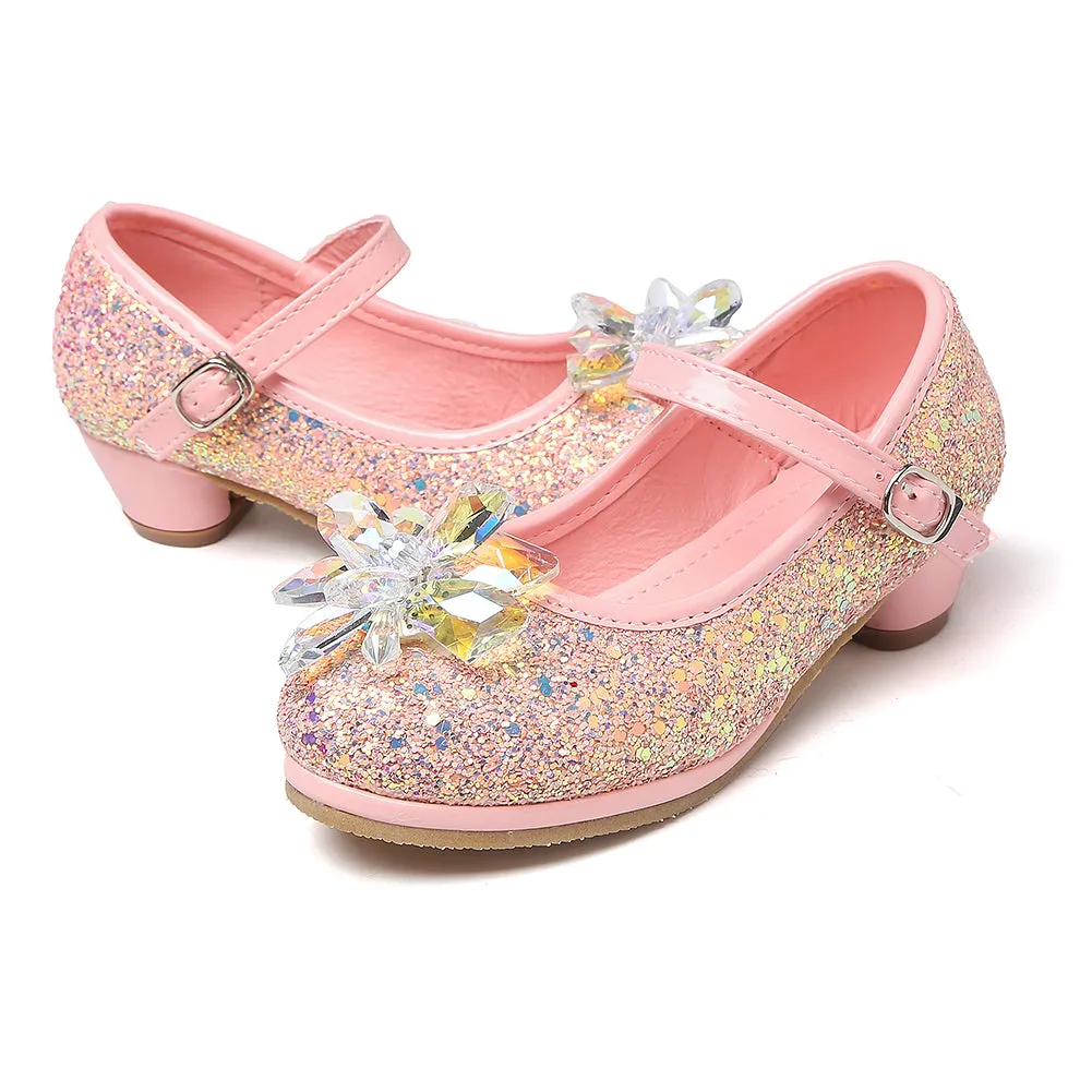 Girl's Cosplay Princess Shoes Low Heel With Crystal Flower(Toddler/Little Kid)