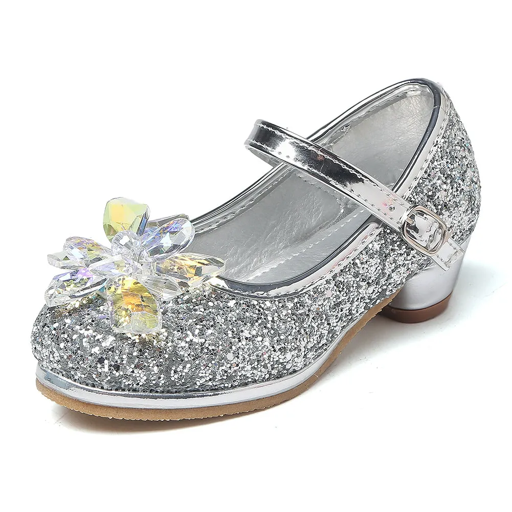 Girl's Cosplay Princess Shoes Low Heel With Crystal Flower(Toddler/Little Kid)
