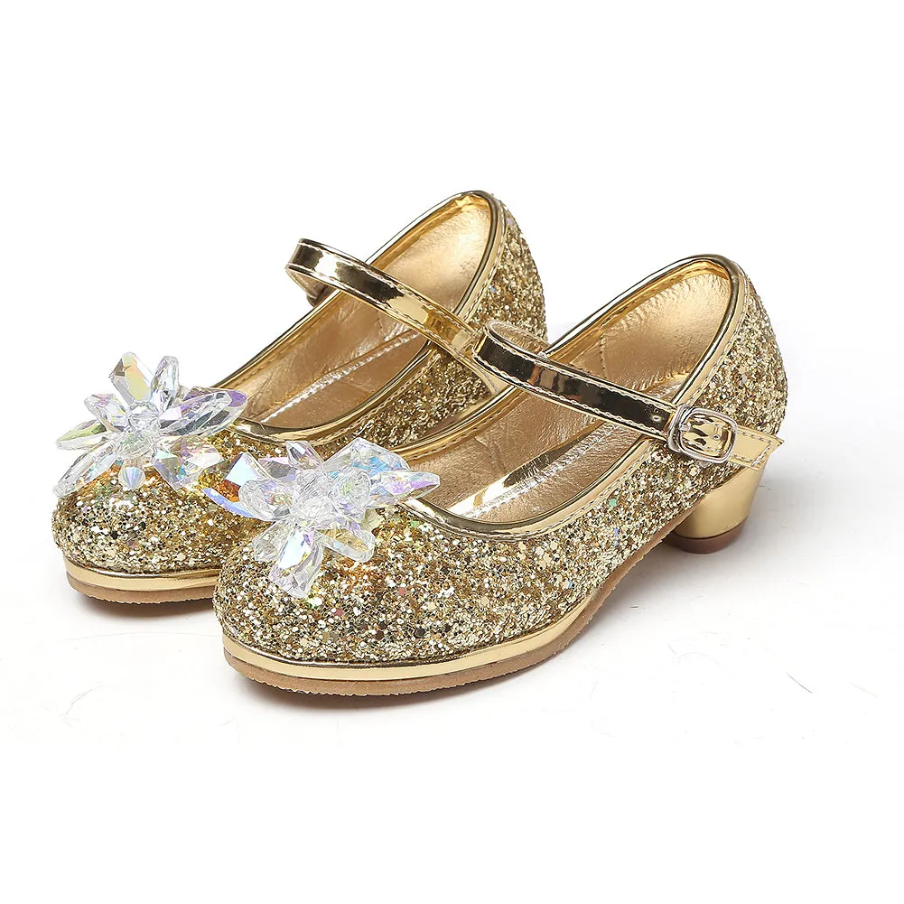 Girl's Cosplay Princess Shoes Low Heel With Crystal Flower(Toddler/Little Kid)