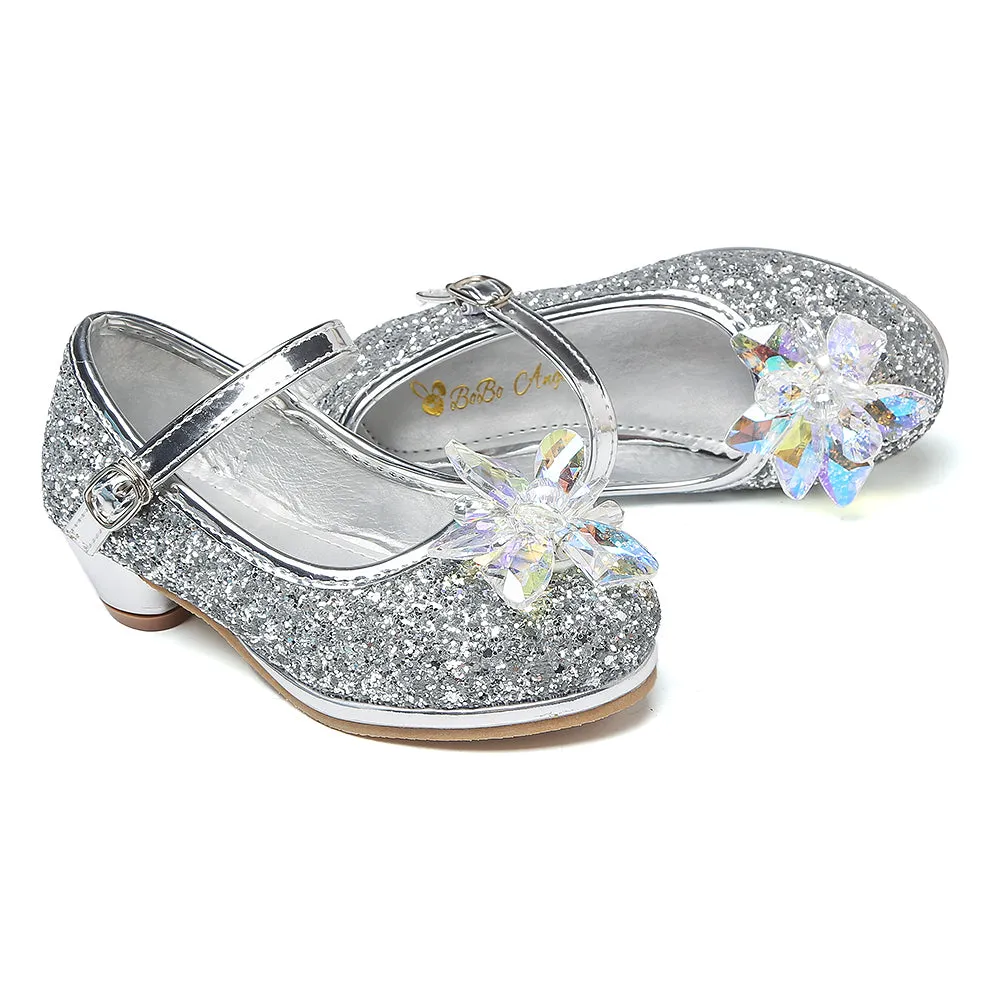 Girl's Cosplay Princess Shoes Low Heel With Crystal Flower(Toddler/Little Kid)