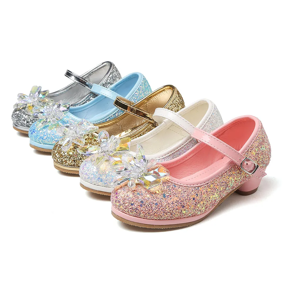 Girl's Cosplay Princess Shoes Low Heel With Crystal Flower(Toddler/Little Kid)