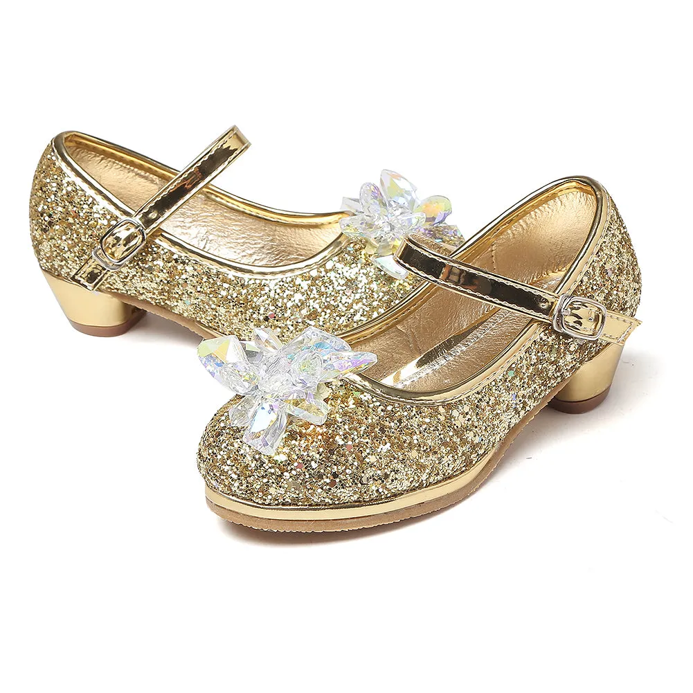 Girl's Cosplay Princess Shoes Low Heel With Crystal Flower(Toddler/Little Kid)