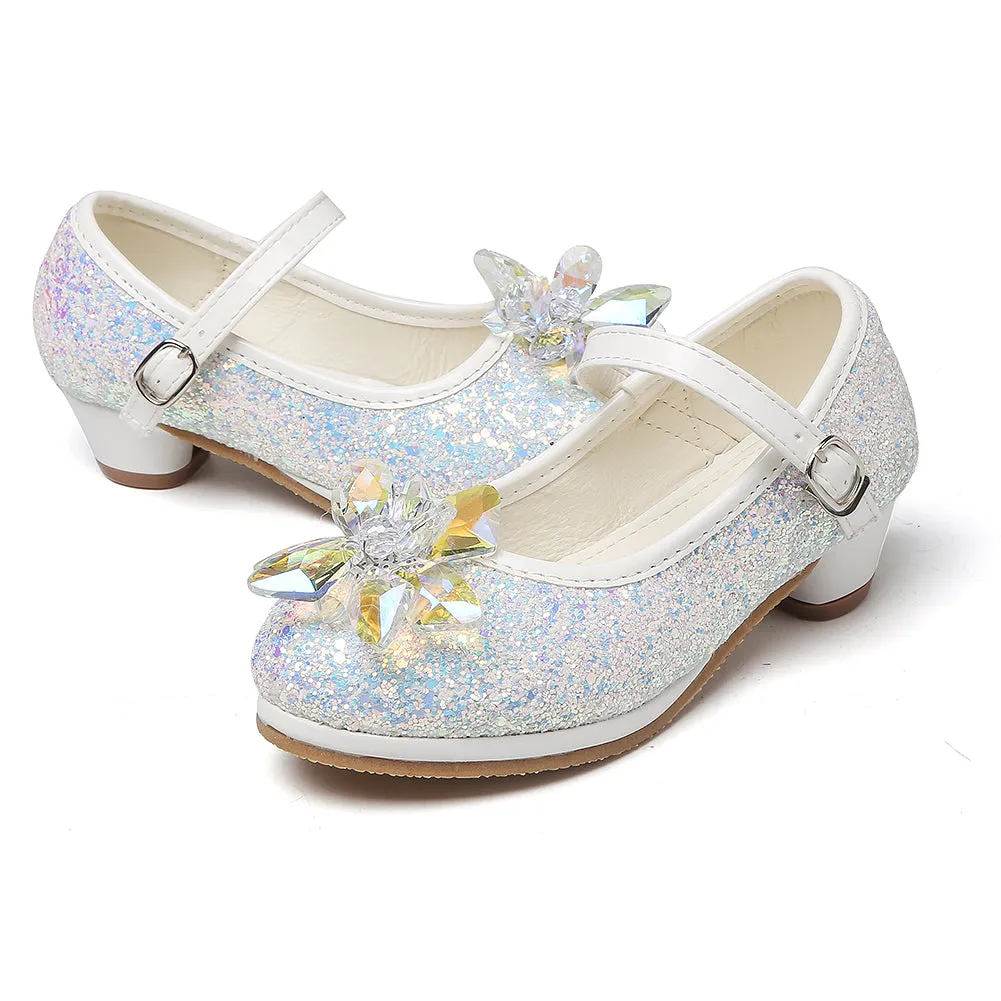 Girl's Cosplay Princess Shoes Low Heel With Crystal Flower(Toddler/Little Kid)