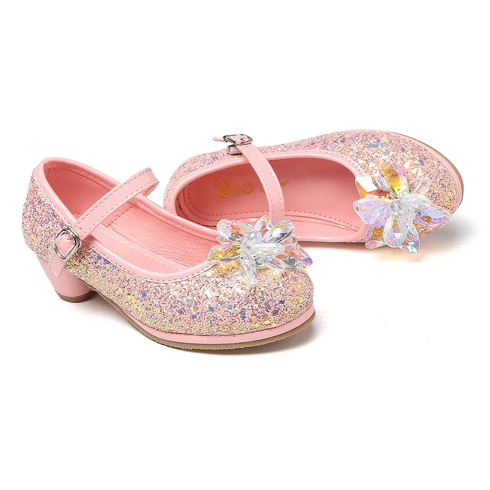 Girl's Cosplay Princess Shoes Low Heel With Crystal Flower(Toddler/Little Kid)