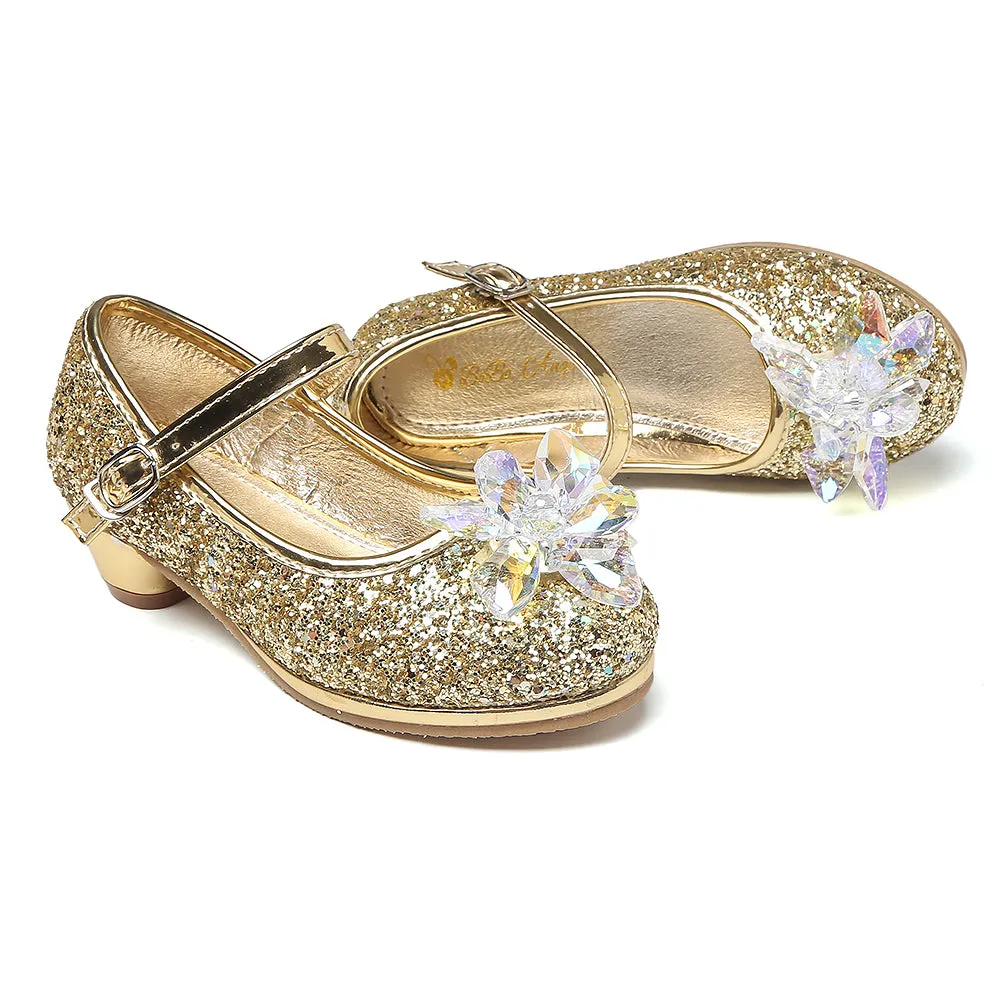 Girl's Cosplay Princess Shoes Low Heel With Crystal Flower(Toddler/Little Kid)