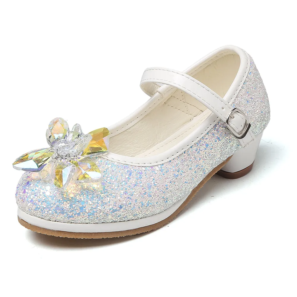 Girl's Cosplay Princess Shoes Low Heel With Crystal Flower(Toddler/Little Kid)