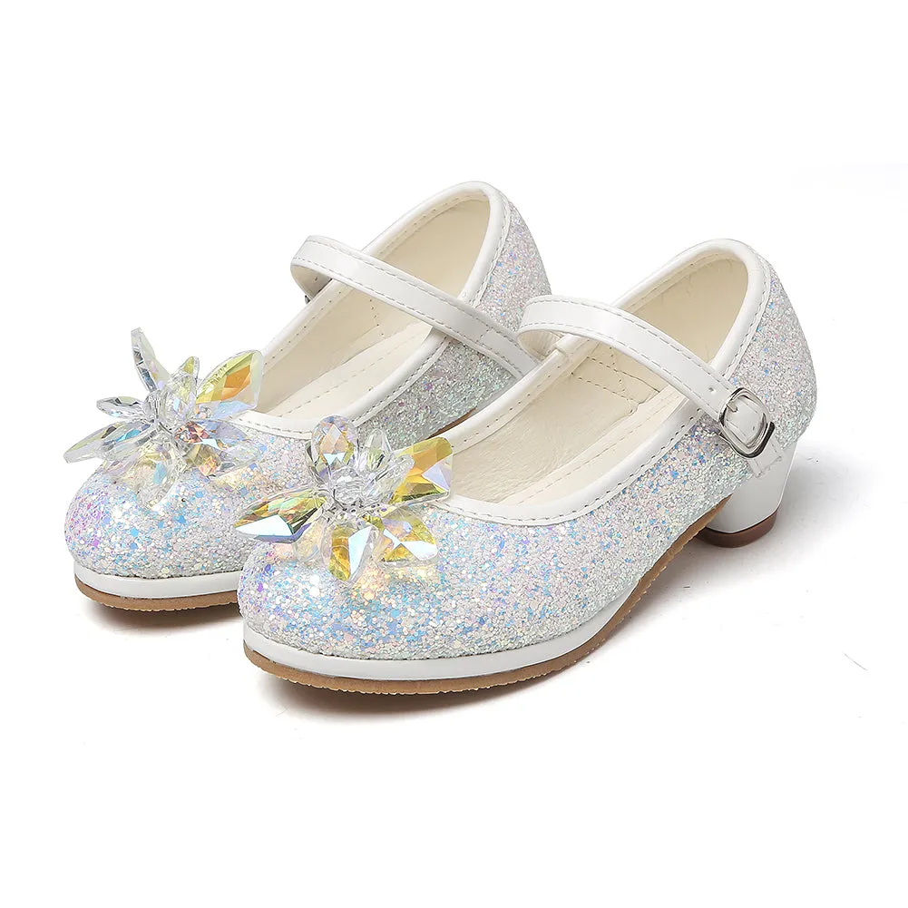 Girl's Cosplay Princess Shoes Low Heel With Crystal Flower(Toddler/Little Kid)
