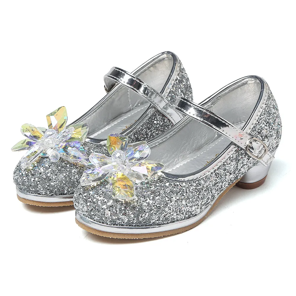 Girl's Cosplay Princess Shoes Low Heel With Crystal Flower(Toddler/Little Kid)
