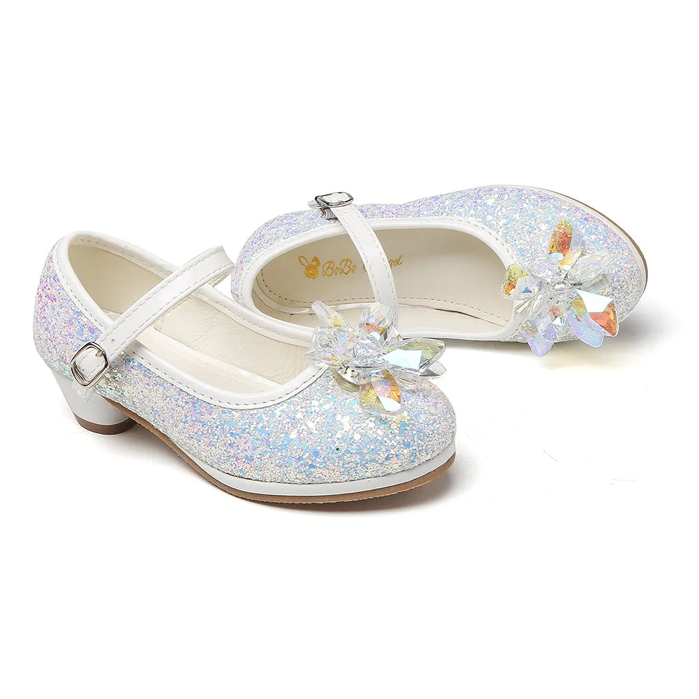Girl's Cosplay Princess Shoes Low Heel With Crystal Flower(Toddler/Little Kid)