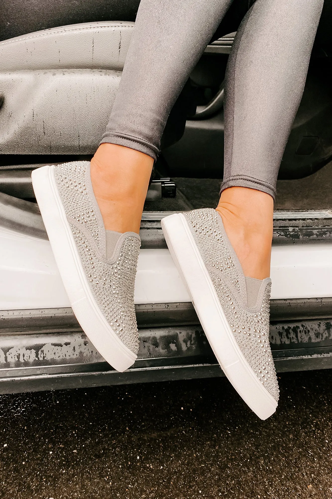Infinity Rhinestone Slip-On Sneakers (Pewter)