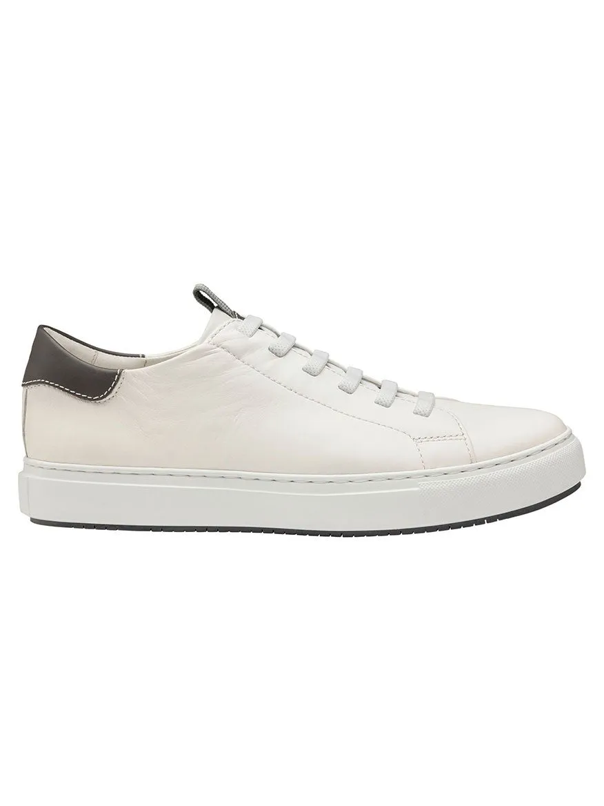 J & M Collection Anson Lace-to-Toe in White Sheepskin Grey Trim