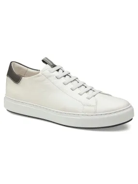 J & M Collection Anson Lace-to-Toe in White Sheepskin Grey Trim