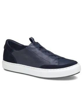 J & M Collection Anson Stretch Lace-to-Toe in Navy English Suede/Sheepskin