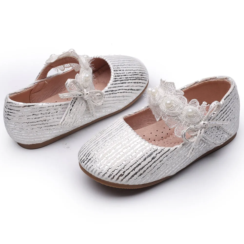 Little Girl's Silver Outdoor Marry Jane Flats (Toddler/Little Kid)