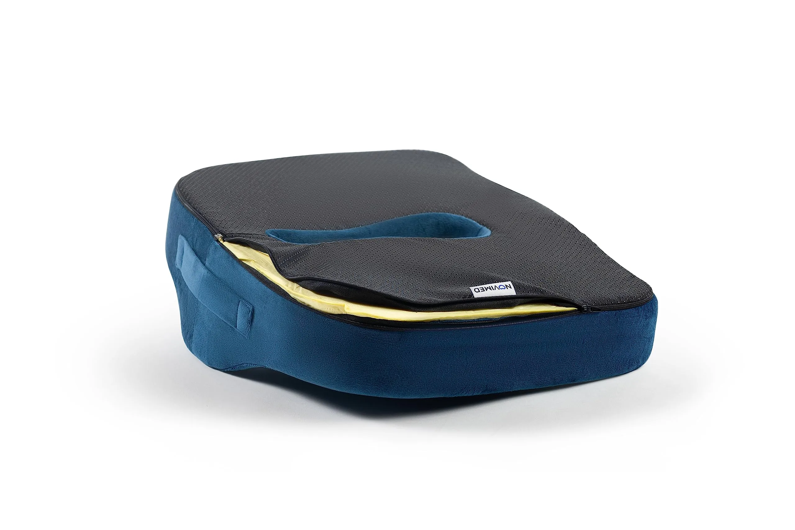 NOVIMED Coccyx Cushion - Advanced Memory Foam Seat Cushion (Dark Blue)