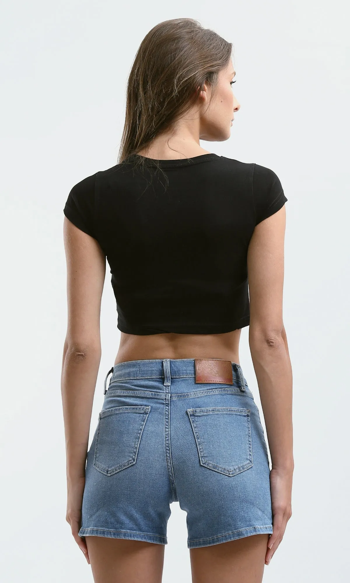 O182259 Slip On Black Crew Neck Short Tee
