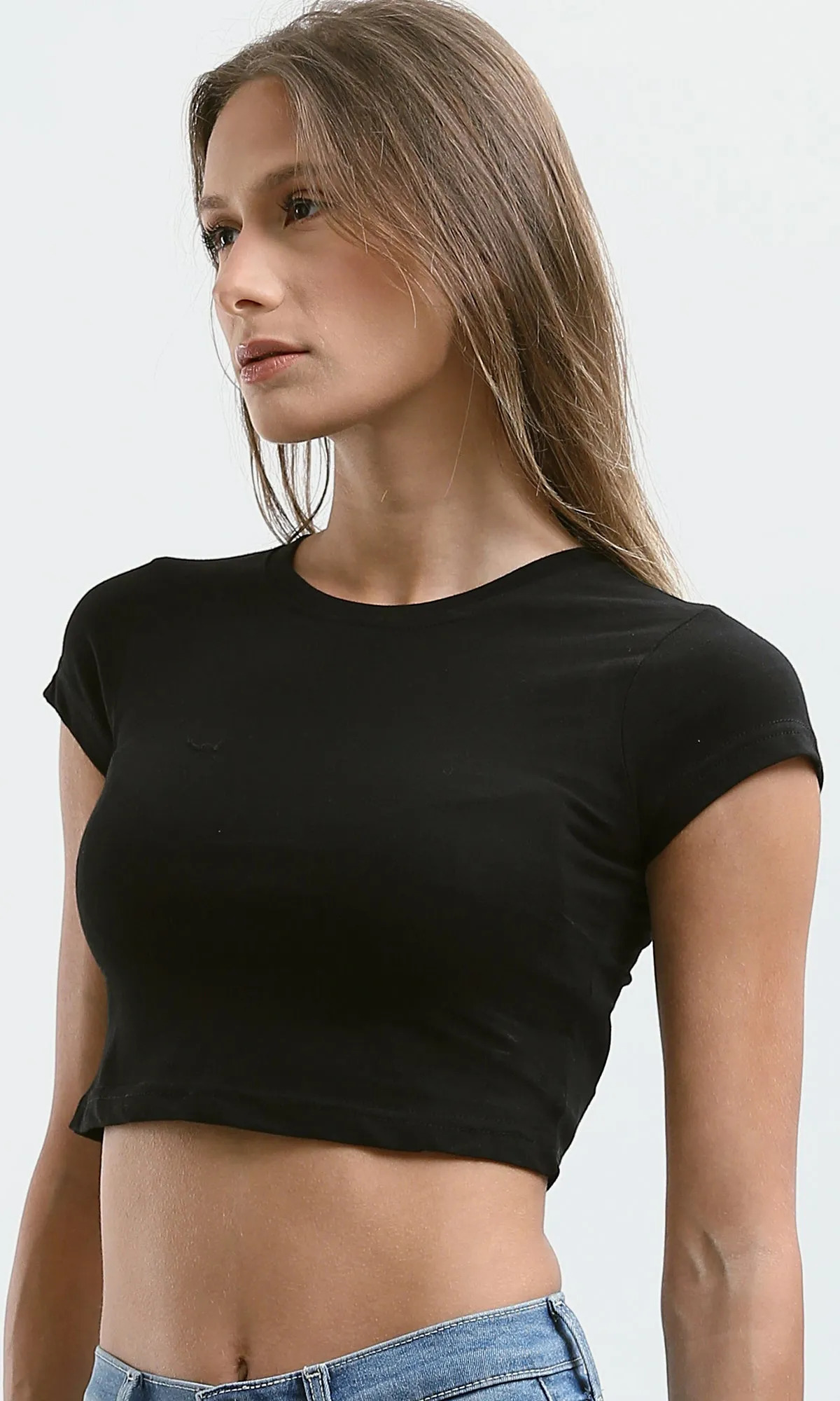 O182259 Slip On Black Crew Neck Short Tee