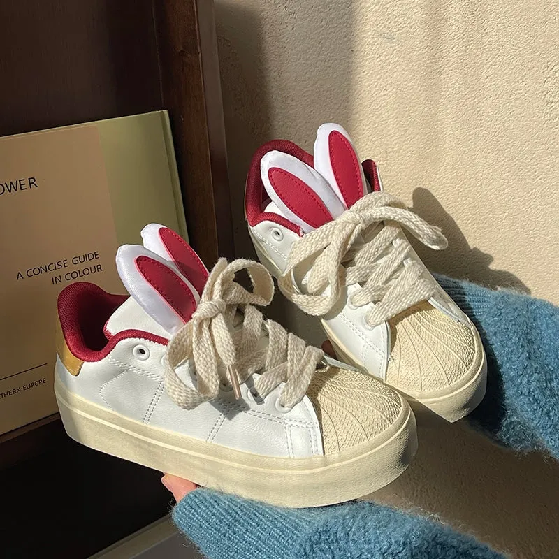 Pink Bunny Rabbit Ear Sneakers Shoes