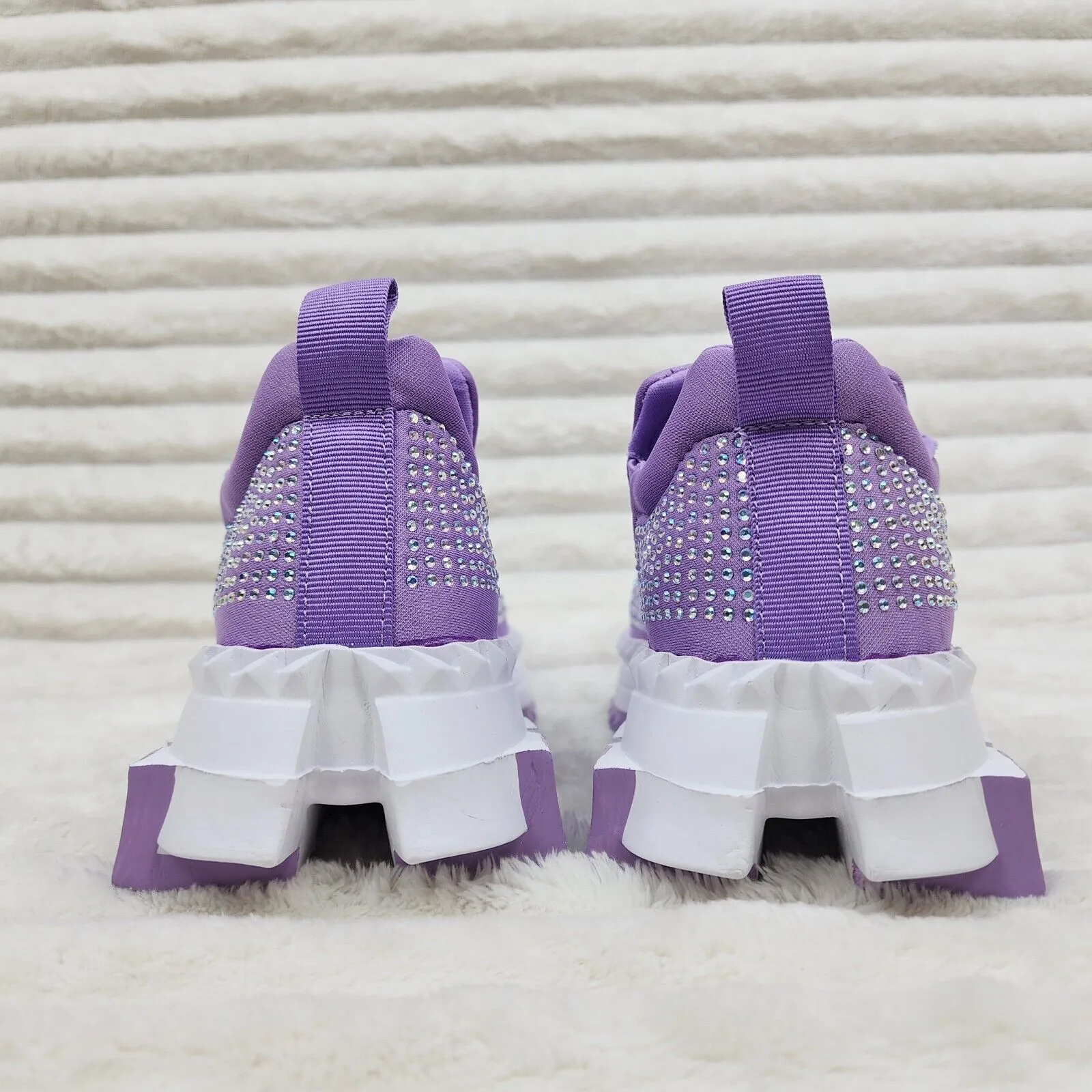 Presto Light Weight Slip on Purple Rhinestone Sneakers - Running Shoes