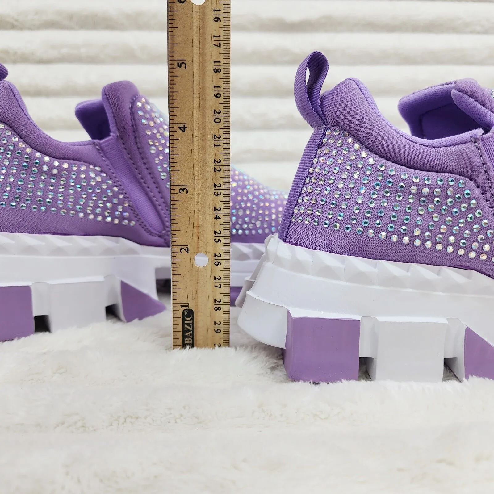 Presto Light Weight Slip on Purple Rhinestone Sneakers - Running Shoes