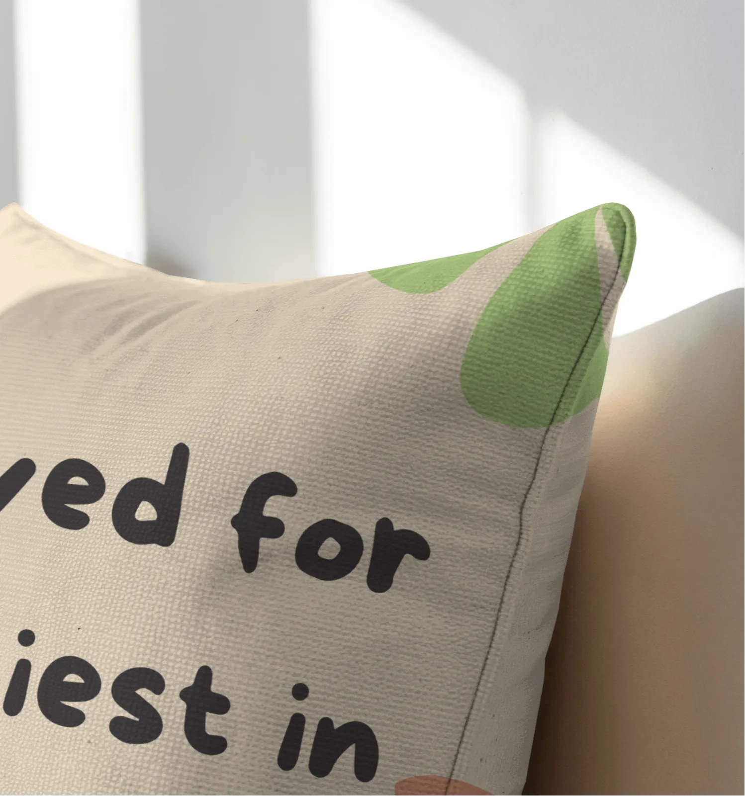 Reserved for the laziest in the house Beige – Cotton Cushion Cover (16x16 inch)