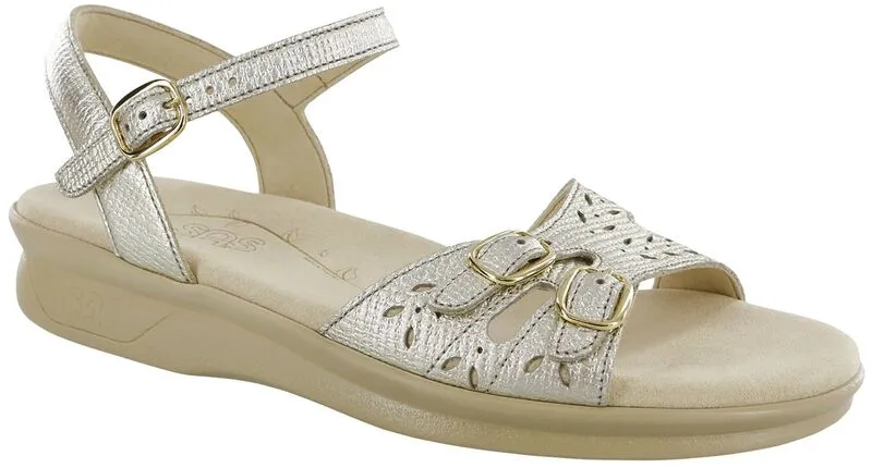 SAS Duo Quarter Strap Sandal - Gold Linen
