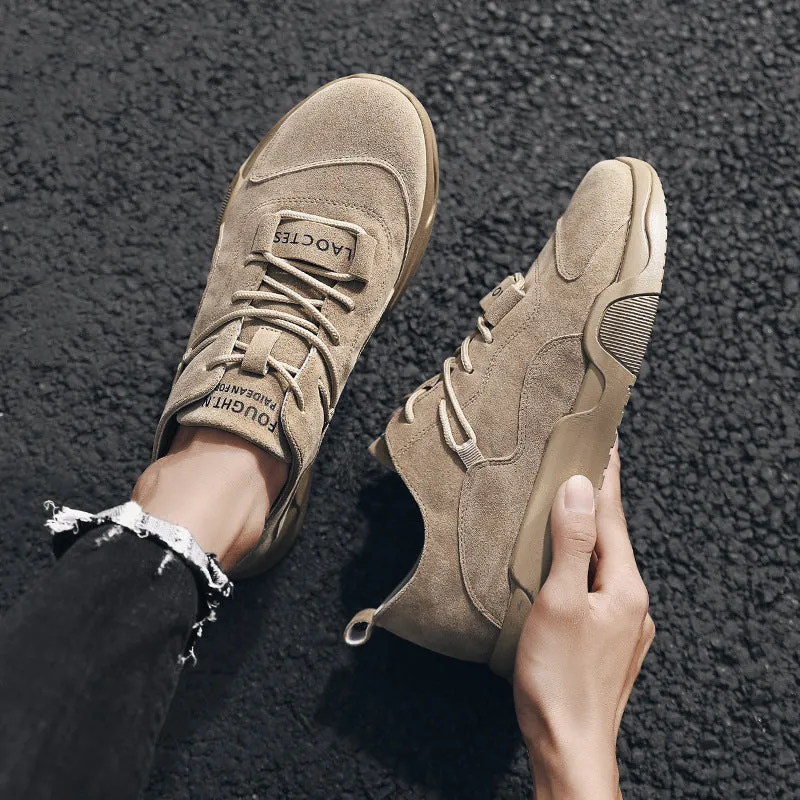 Suede British style sneakers men's trend Korean style
