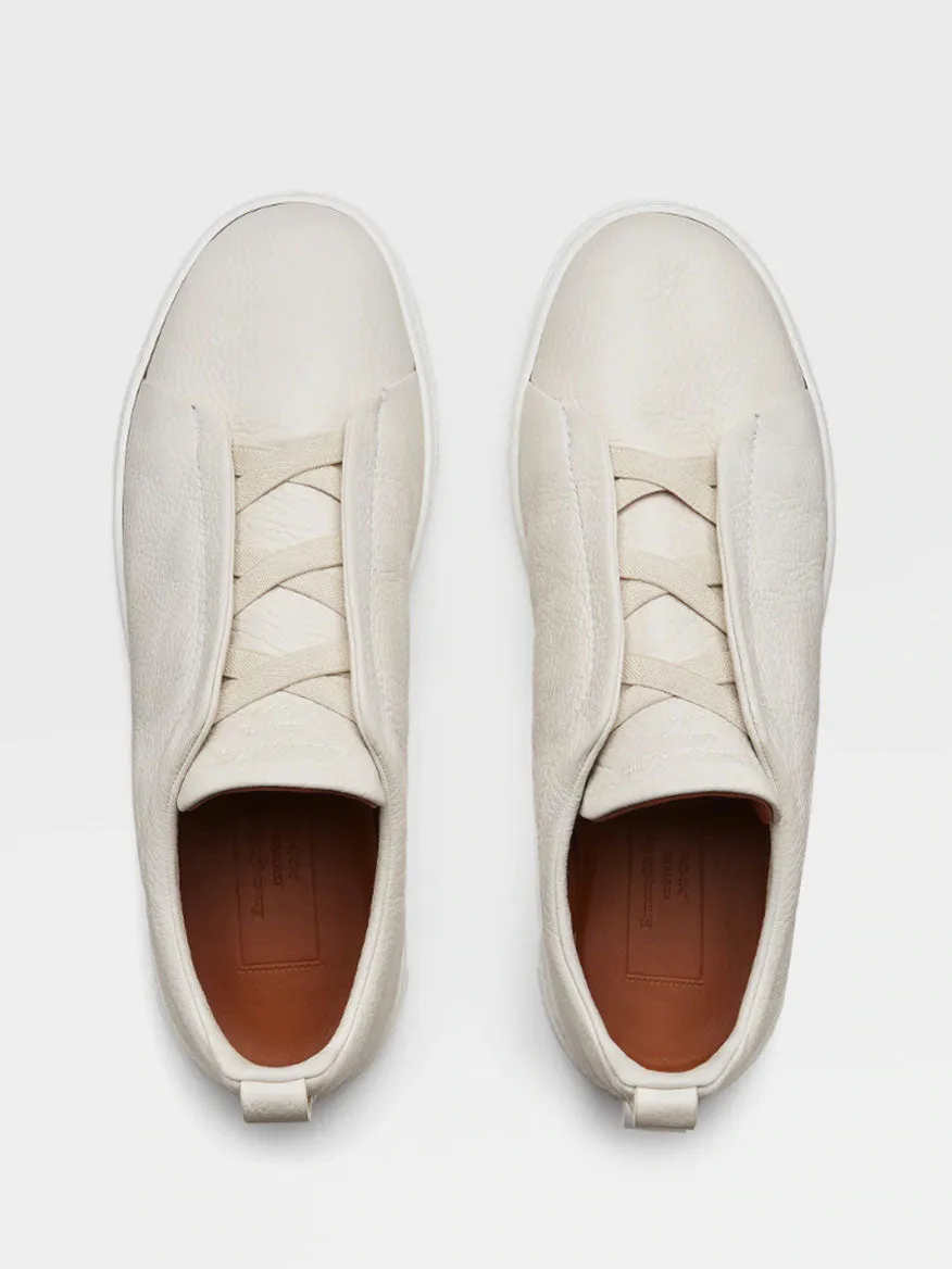 Zegna Off White Deerskin Triple Stitch™ Sneakers