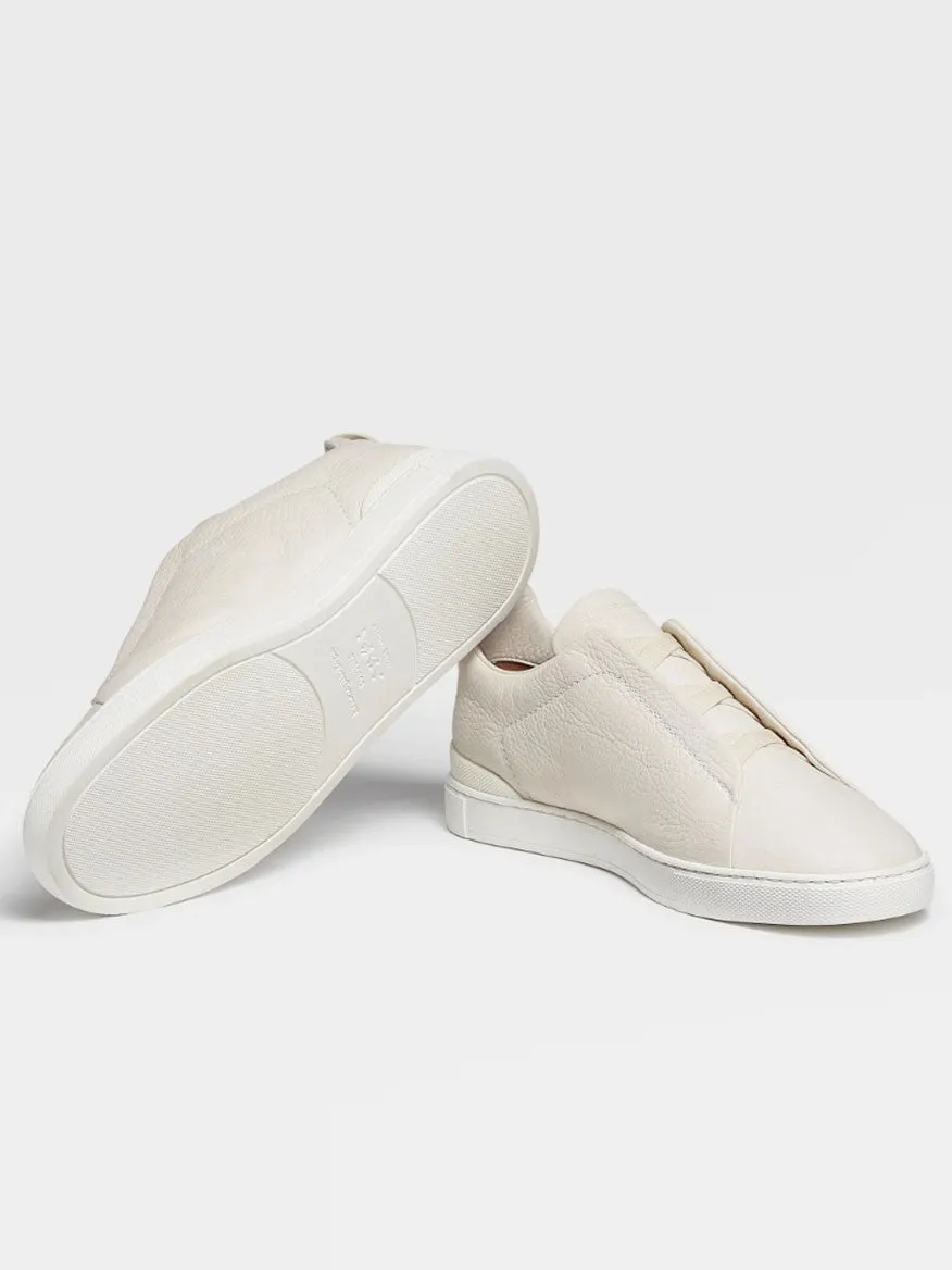 Zegna Off White Deerskin Triple Stitch™ Sneakers